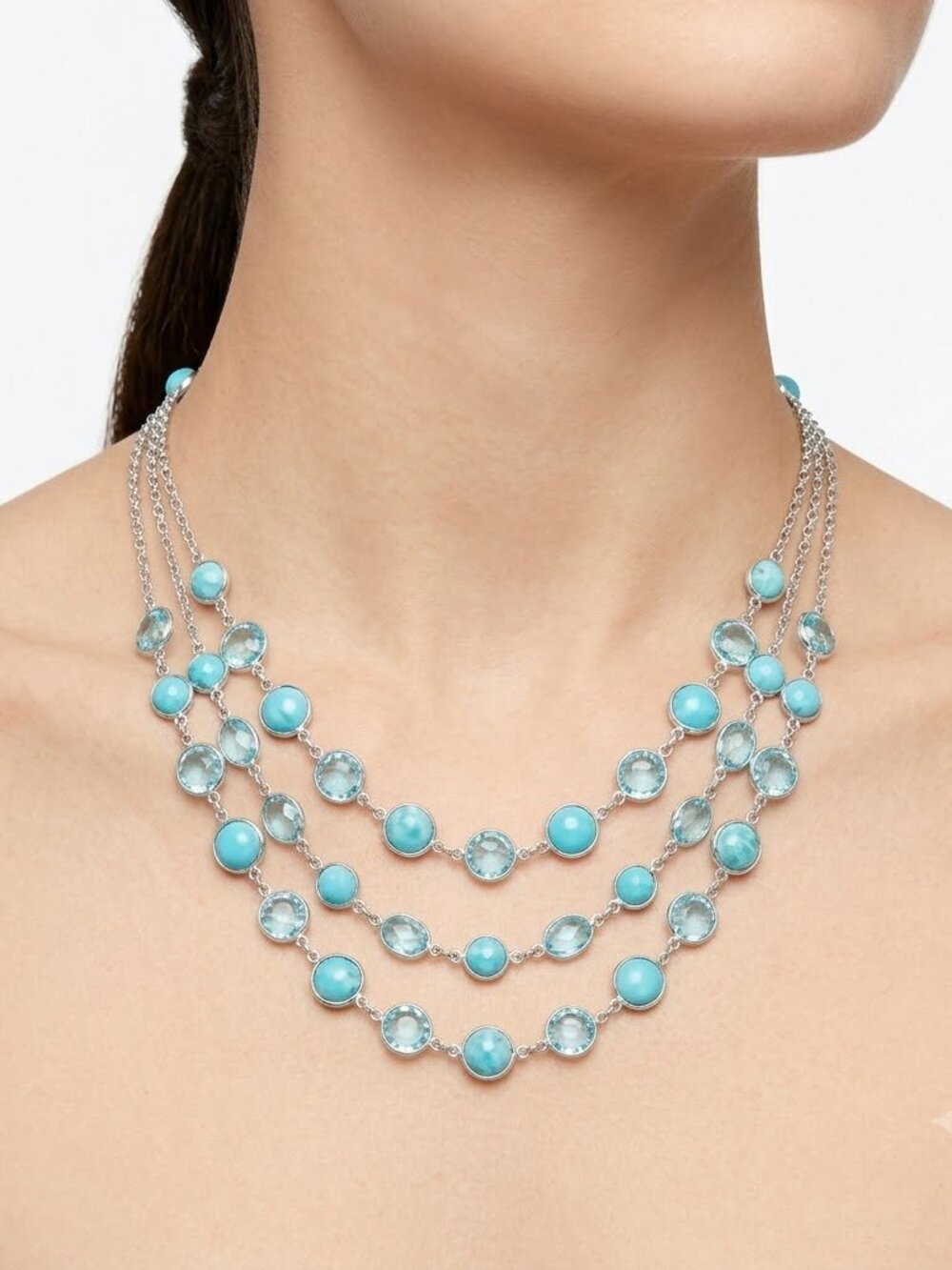 Gloria Vanderbilt Blue and silver tone Multi-Strand Necklace - Women Jewelry